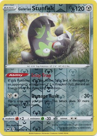 Pokemon Card Sword and Shield 132/202 Galarian Stunfisk Reverse Holo U Yeet Pokemon Card Sword and Shield 132/202 Galarian Stunfisk Reverse Holo U Yeet