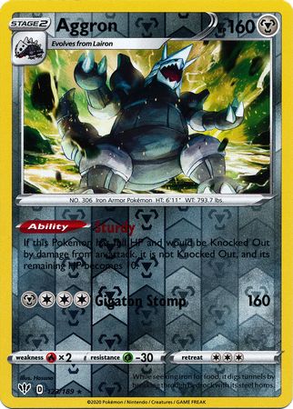 Pokemon Card Darkness Ablaze 123/189 123/189 Aggron Holo Rare Reverse – Yeet