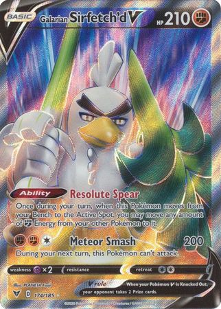 Pokemon Card Vivid Voltage 174/185 Galarian Sirfetch'd V Full Art
