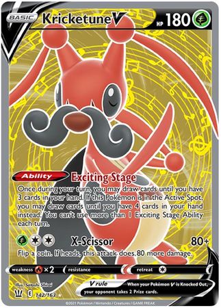 Pokemon Card Battle Styles 142/163 142/163 Kricketune V Full Art