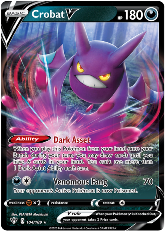 Pokemon Card Darkness Ablaze 104/189 104/189 Crobat V Ultra Rare