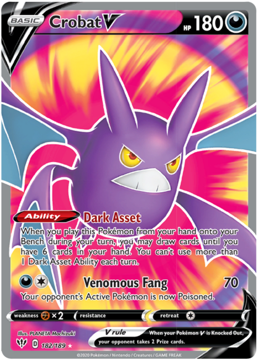 Pokemon Card Darkness Ablaze 182/189 182/189 Crobat V Full Art