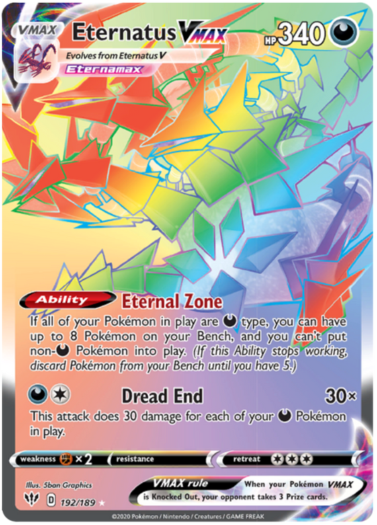 Pokemon Card Darkness Ablaze 192/189 192/189 Eternatus VMAX Secret Rare