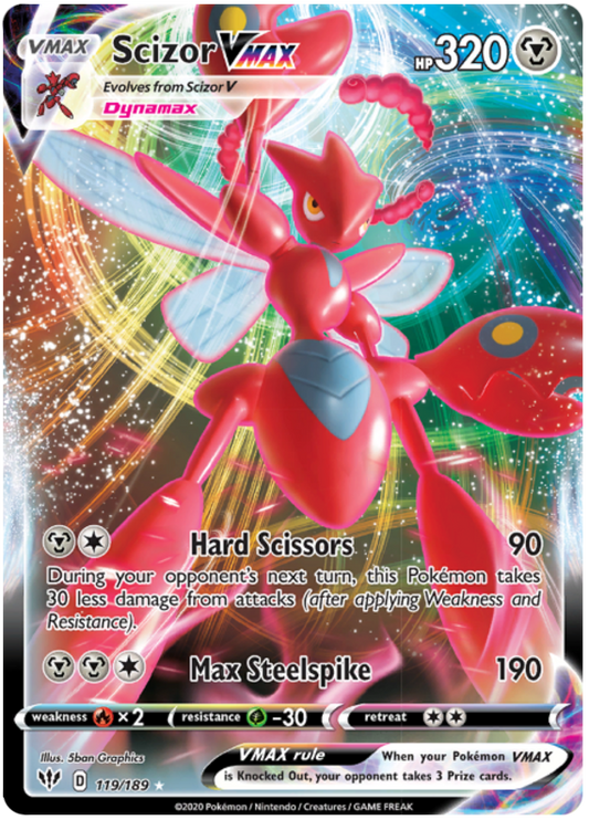 Pokemon Card Darkness Ablaze 119/189 119/189 Scizor VMAX Ultra Rare
