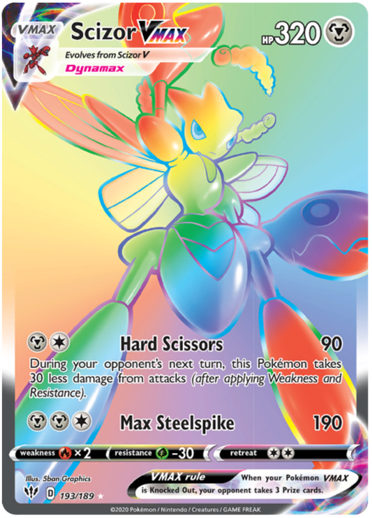 Pokemon Card Darkness Ablaze 193/189 193/189 Scizor VMAX Secret Rare