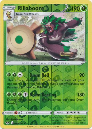 Pokemon Card Sword and Shield 015/202 15/202 Rillaboom Reverse Holo Rare
