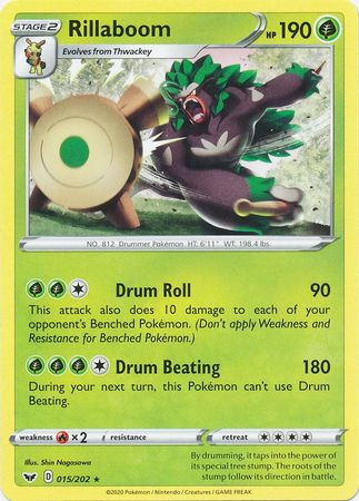 Pokemon Card Sword and Shield 015/202 15/202 Rillaboom Rare