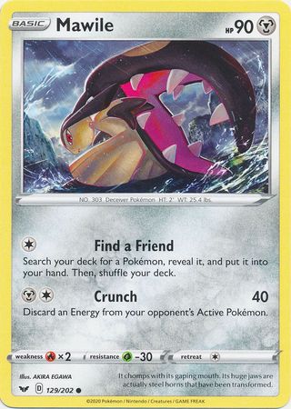 Pokemon Card Sword and Shield 129/202 Mawile Common