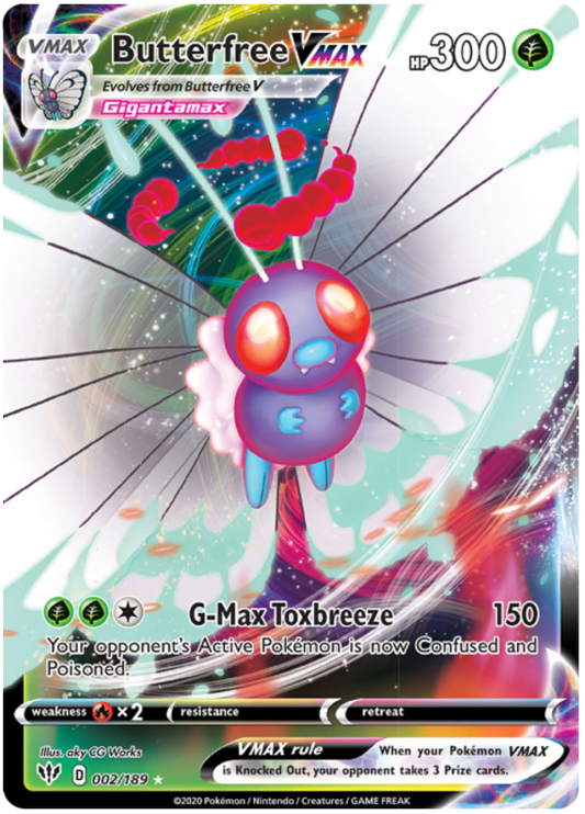 Pokemon Card Darkness Ablaze 2/189 002/189 Butterfree VMAX Ultra Rare