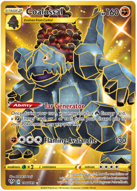 Pokemon Card Darkness Ablaze 198/189 198/189 Coalossal Secret Rare