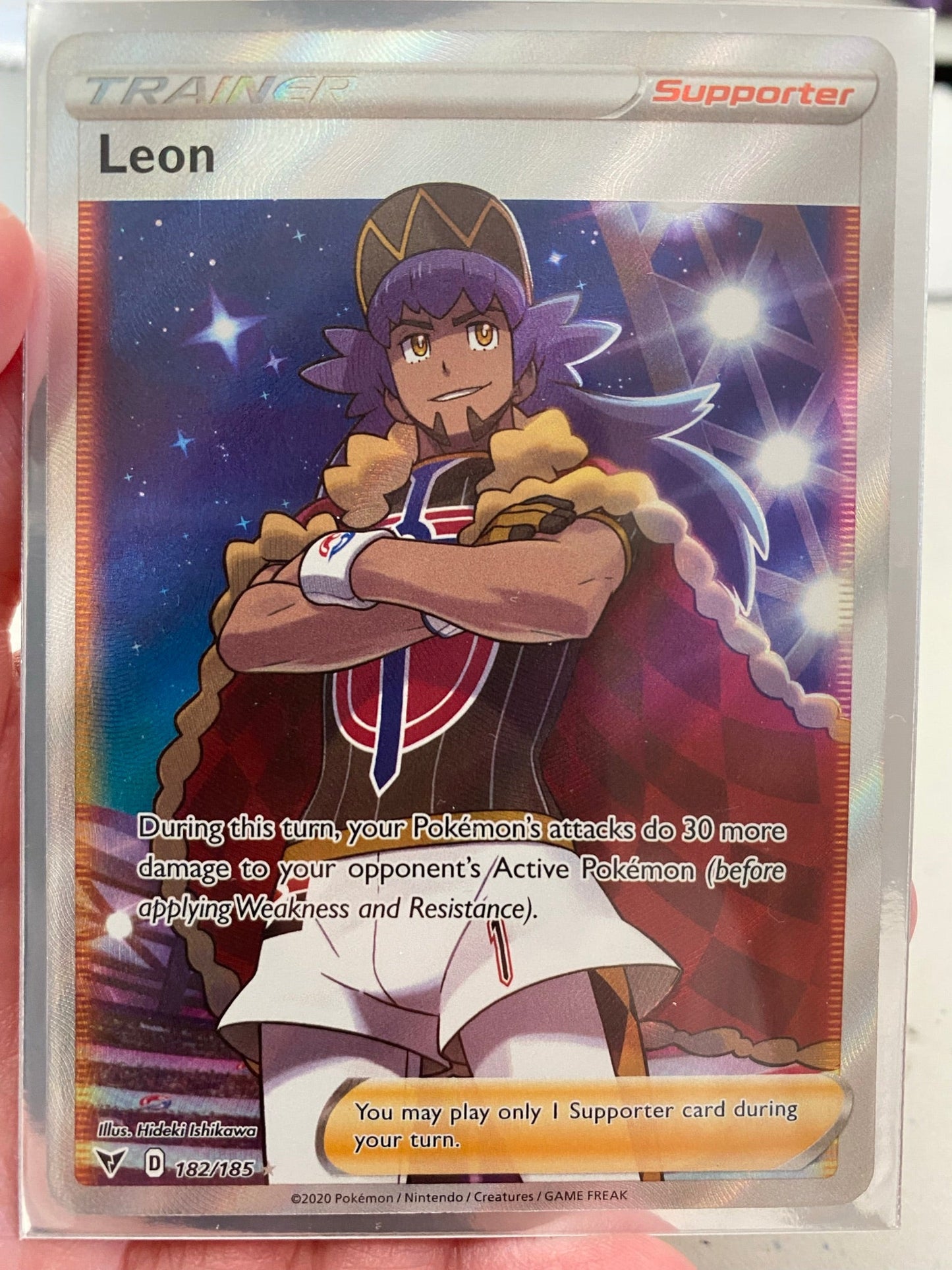 Pokemon Card Vivid Voltage 182/185 Leon Supporter Full Art