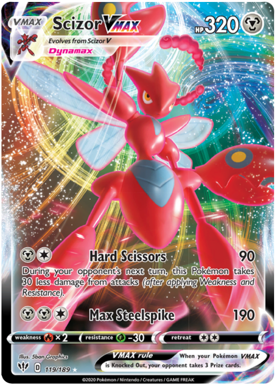 Pokemon Card Darkness Ablaze 119/189 119/189 Scizor VMAX Ultra Rare